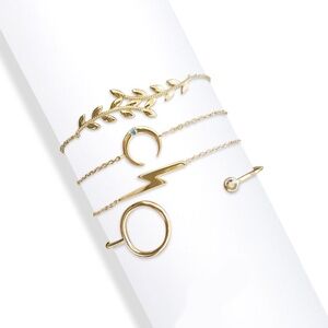 Set of 4 Bracelets & Bangles - Gold AB Lightning & Moon with Swarovski Crystals